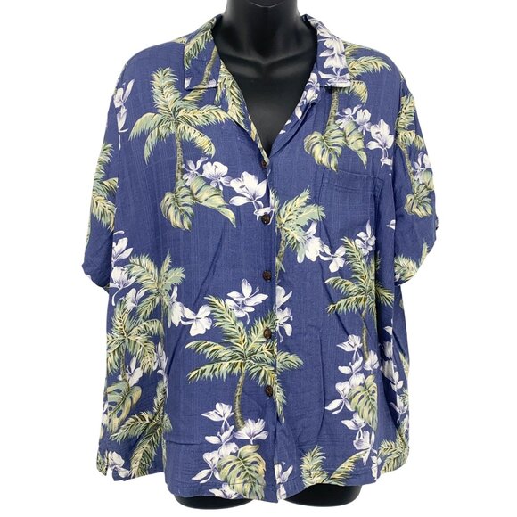 Hilo Hattie The Hawaiian Original Extra Large XL Blue Women Tropical Floral EUC - Picture 1 of 6